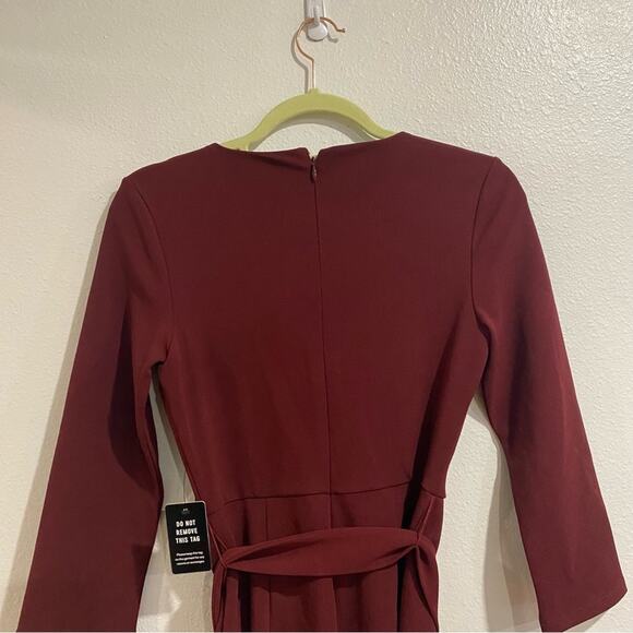 Express Burgundy Belted Midi Dress Sz XS NWT - Picture 9 of 13